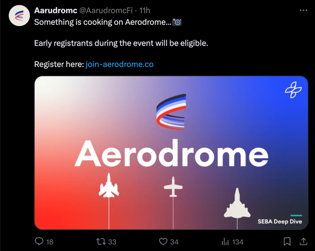 a tweet by aarudromc that reads "something is cooking on Aerodrome", early registrants during the event will be eligible